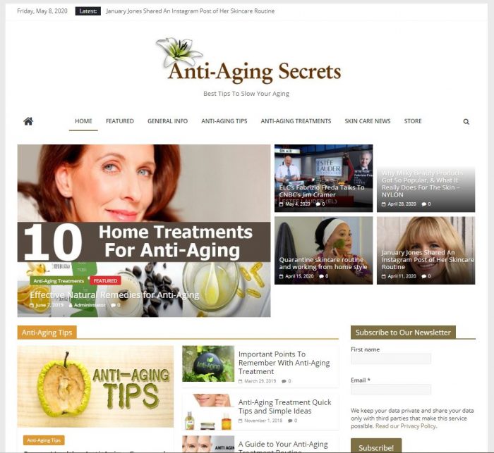 anti-aging, skin care turnkey website business